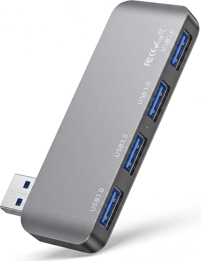 USB 3.0 Hub, Cable-Free USB Splitter Portable USB Hub for Laptop, Plug and Play Integrated Design Compatible with Laptop Desktop All USB Devices