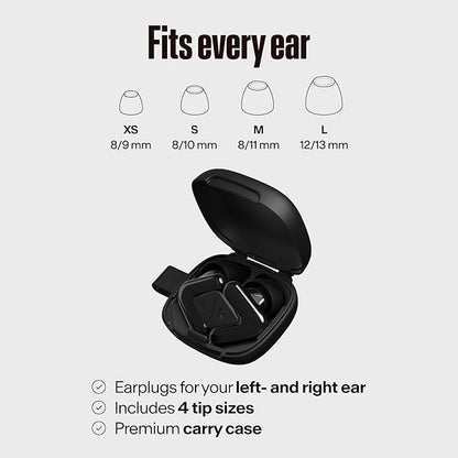 Alpine Tune Earplugs, Concert Ear Plugs for Noise Reduction, High Fidelity Music Quality, 19dB Hearing Protection with Crystal Clear Sound, Incl. 4 Sizes, for Parties, Raves, Festivals & Clubs, Black