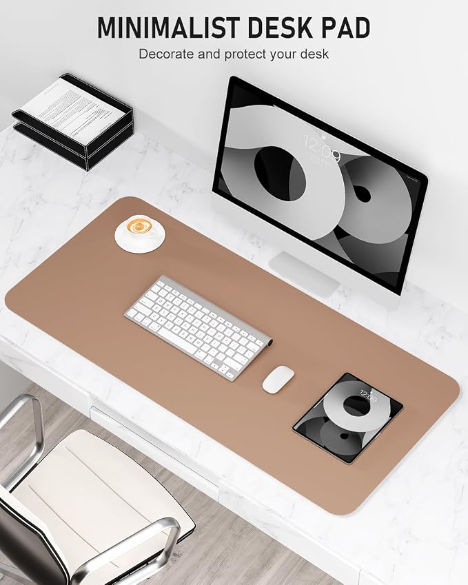 Desk Pad, 30" x 14" PU Leather Non-Slip Desk Mat Large Mouse Pad for Desktop, Waterproof Laptop Computer Writing Mat for Office, Home, Work, Gaming, Champagne Gold