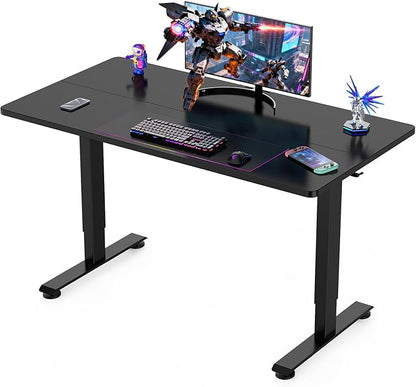 Veken 55 Inch Large Electric Standing Gaming Desk, Heights Adjustable,Sit to Stand Up, Work Home Office Computer Table for Study, Walking Pad, Writing, and Games, Wooden Desktop Desks, Black | Height Adjustable Sit Stand Up Computer Tables for Home Off...