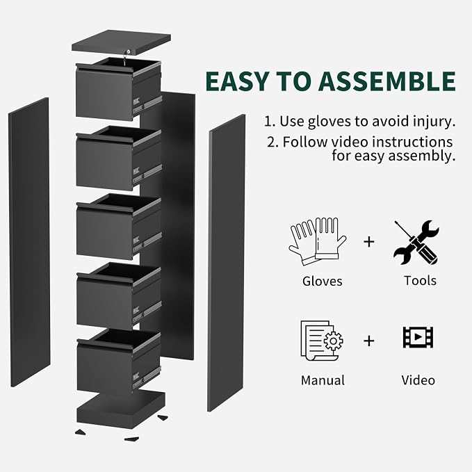 2 Drawer File Cabinet with Lock, Vertical File Cabinet with Lock, Locking File Cabinet Hanging Files for A4/ Legal/Letter, Require Assembly, White