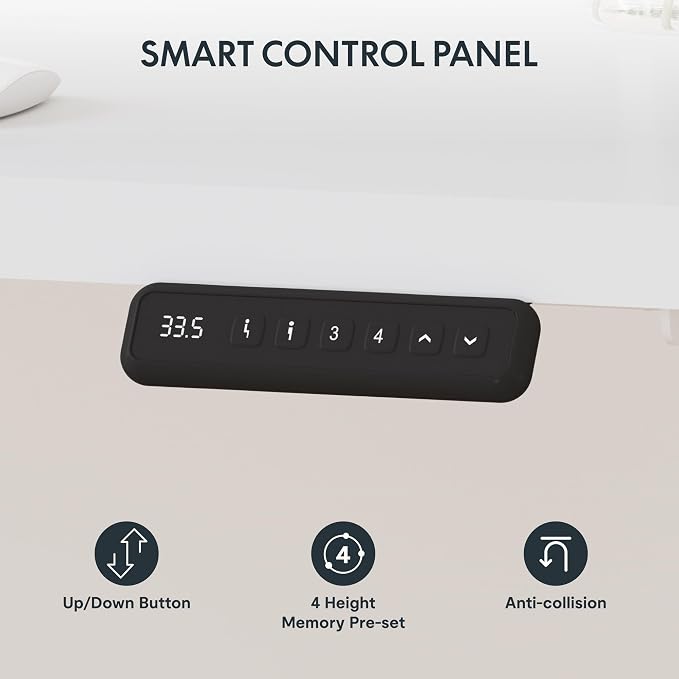 SANODESK Electric Corner L-Shaped 63 x 55 in Standing Desk, Memory Height Adjustment, White Top White Frame