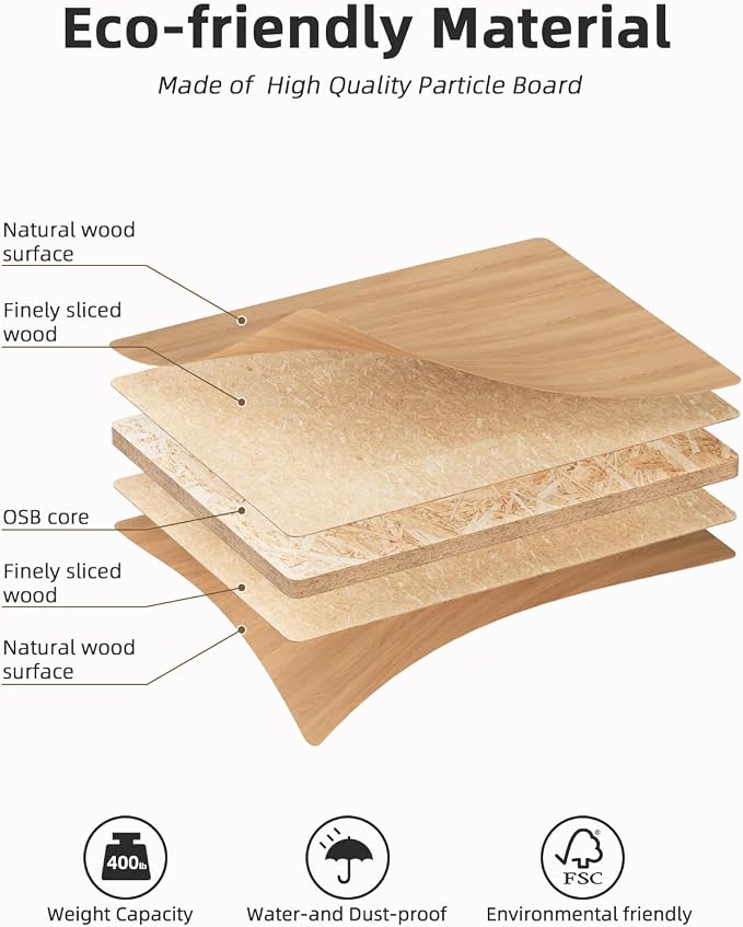 Universal 55 x 28 One-Piece Solid Wood Table Top, 1" Thick Desktop for Stand Up Height Adjustable Desk Frames, Home Office Tabletop, Countertop DIY, Elmwood