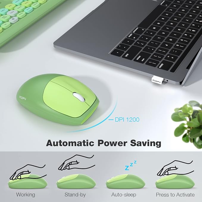 MOFii Wireless Keyboard and Mouse Combo, Computer Full Size Keyboard, 2.4GHz USB Dropout-Free Connection, Cute Wireless Moues for PC/Laptop/Mac Computer