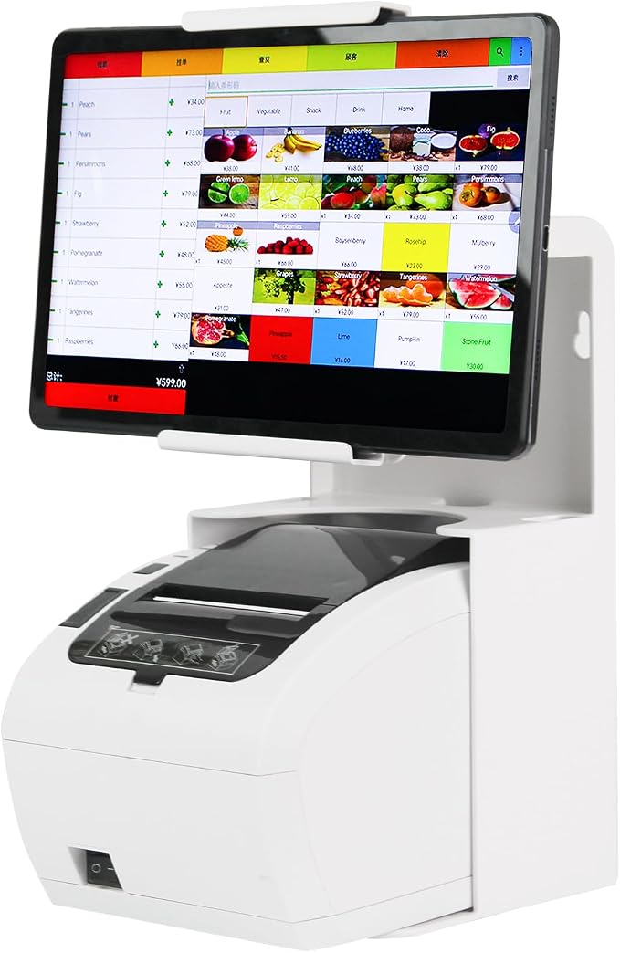 Zywell Tablet Kiosk TS32 White Stand with Thermal Printer Shelf for POS, Retail & Business All Metal no installation Tilting Secure Checkout Stand Suitable For 9.7-13 inch iPad And Tablet(Max.h 295mm)