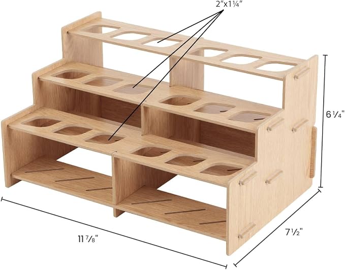HG Art Concepts Mezzo Artist Paint and Brush Racks - Wood Grain Laminate Multi Layer Desk Stand Professional Storage Display Organizer for Paintbrushes and Tubes - Straight Rack 2