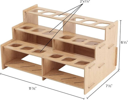 HG Art Concepts Mezzo Artist Paint and Brush Racks - Wood Grain Laminate Multi Layer Desk Stand Professional Storage Display Organizer for Paintbrushes and Tubes - Straight Rack 2