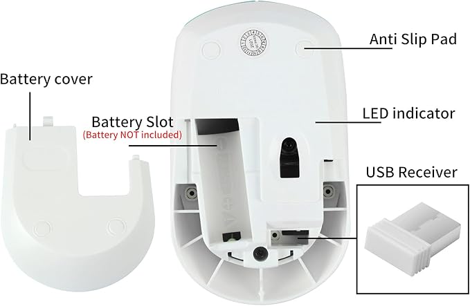 3C Light 2.4GHz Wireless Cute Silent Portable Optical Mouse - 3 Adjustable DPI for Laptop, Desktop PC (Rabbit)