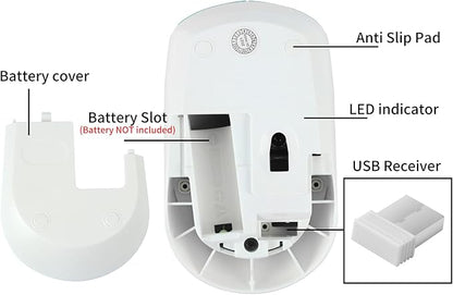 3C Light 2.4GHz Wireless Cute Silent Portable Optical Mouse - 3 Adjustable DPI for Laptop, Desktop PC (Rabbit)
