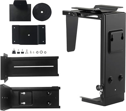 Pholiten Under Desk CPU Mount, Universal PC Wall Mount, 3.94 to 11.61 Inch Wide Computer Case CPU Hanger Holder, Adjustable 360 Swivel, Secure Lock, Max Load 44Lbs