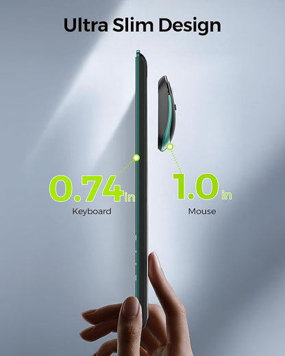 Wireless Keyboard and Mouse Combo, Full Size Slim Thin Cordless Keyboard Mouse with Numeric Keypad, Quiet Computer Keyboard Mice Set 2.4G Stable Connection Adjustable DPI (Green)