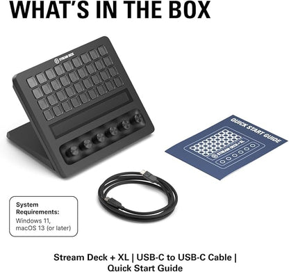 Elgato Stream Deck + XL Control Platform, Dials, Touch Strip | 36 customizable macro keys, Six multifunction dials, Touch strip display, Hundreds of integrations, USB-C for PC and Mac