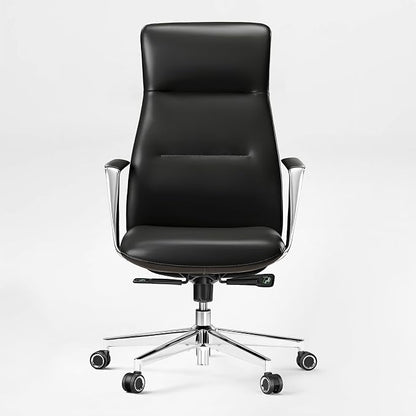 EUREKA ERGONOMIC Royal Slim Executive High Back Black Leather Office Chair, Home Desk Chair for Adults, Big and Tall with Wheels, Swivel Rolling