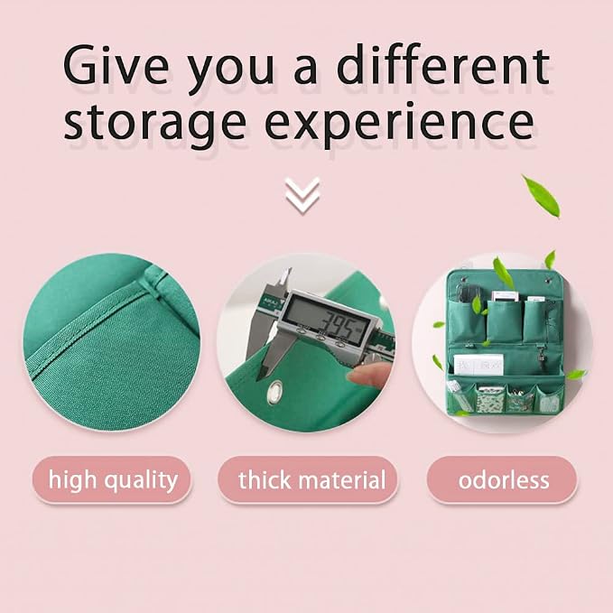 Hanging Organizer with Pockets – Wall & Door Storage Bag with 3 Sticky Hooks – Hanging Storage Organizer for Bathroom, Bedroom, Closet, Dorm, Washing Table (3Layer, Green)