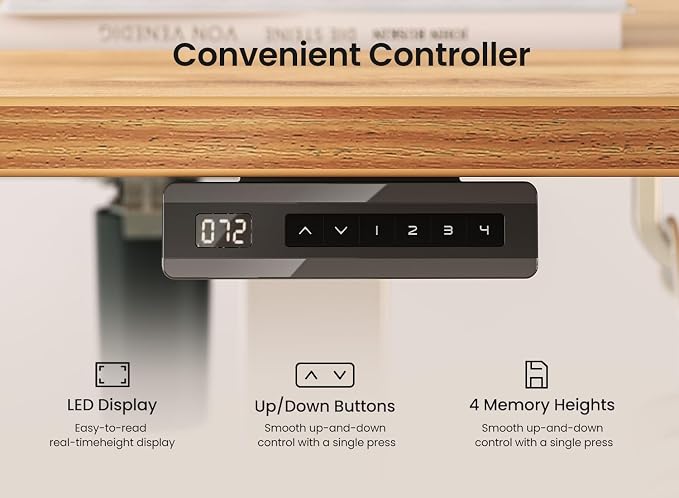 BANTI 40 × 24 Inches Standing Desk, Ergonomic, Electric Height Adjustable, Sit and Stand Up, Computer Office Desk with Splice Board, White Frame/Light Rustic Top