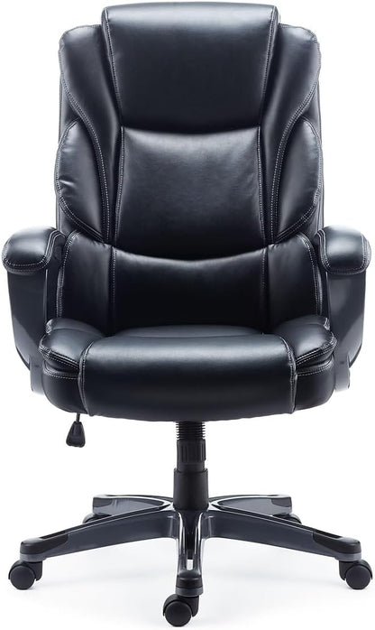 Staples Mcallum Ergonomic Manager & Executive Office Chair, Task Desk Swivel Chair with Wheels, Adjustable Height, Bonded Leather, Black