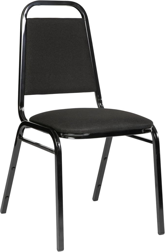 Flash Furniture Hercules Series Trapezoidal Back Stacking Banquet Chair in Black Fabric - Black Frame
