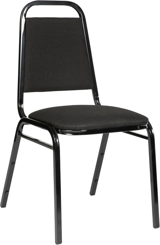 Flash Furniture Hercules Series Trapezoidal Back Stacking Banquet Chair in Black Fabric - Black Frame