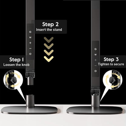 LitONES LED Desk Lamp for Home Office, Professional Eye-Caring Diffused Desk Light, 3 Color 10 Brightness Computer Light, Dimmable Office Lamp with Memory & Timer Func, Metal Swing Arm Table Lamp