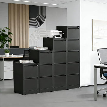 3 Drawer File Cabinet with Lock, Vertical Metal Filing Cabinet for Home Office, Locking File Cabinets for Legal/Letter Size Hanging File Folders (Black)