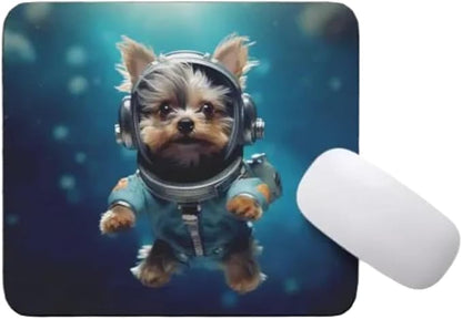 Mouse Pad Astronaut Dog in Space Mouse Pad Puppy floating in Space for Home Office Work Desk Computer Desktop Laptop for Dog Lovers (Yorkie)