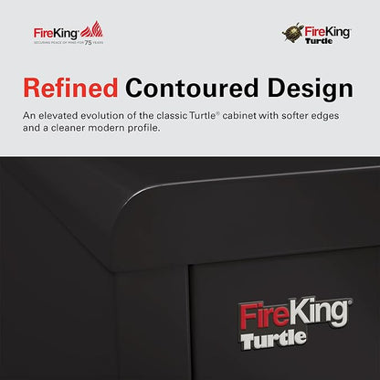 FireKing Turtle Contour - 4 Drawer Fire Safe File Cabinet with Key Lock - 1 Hour Fire Rated, UL Rated & Water Resistant Home Safe - Made in the USA Legal & Letter Filing Cabinet - Black
