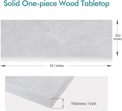 Kaboon 60x20 inches Tabletop, Solid One-Piece Desktop for Sit Stand Desk, Double Desks, L Desk DIY,Wood Countertop Home or Commercial Use,1 inch Thick, White Rock, 20" D x 59.1" W