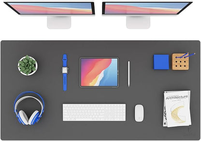K KNODEL Large Office Leather Desk Mat, Mouse and Keyboard Pad, Computer and Laptop Mat, Desktop Protector and Cover, Writing Pad and Blotter (47.2"x23.6", Dark Gray)