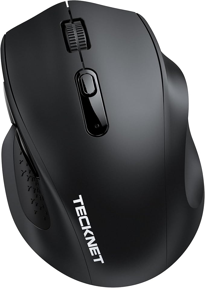TECKNET Wireless Mouse for Laptop, (BT5.2/3.0 & 2.4G) Bluetooth Wireless Mouse, Silent Click, 5-Level Adjustable DPI, Ergonomic Portable Computer Mice for Laptop, PC, MacBook, Chromebook