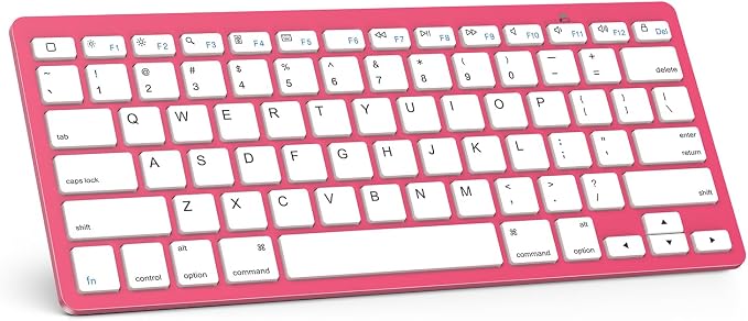 OMOTON Ultra-Slim Bluetooth Keyboard for iPad 11th/10th/9th/8th/7th, iPad Pro/Air/Mini and iPhone Series, Wireless iOS Keyboard with 12 Multimedia Keys for Office, Home, Travel, School,Red