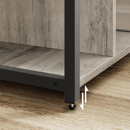 Garvee 3-Tier Printer Stand, Rolling Under Desk Printer Cart with Lockable Wheels, Industrial Mobile Printer Table with Power Outlets, USB Ports & Paper Storage Shelf for Home, Office, Retro Gray