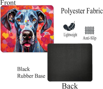 Great Dane Mouse Pad Dog with Red Hearts Pattern Non-Slip Rubber Mouse Pad Puppy in Love Mouse Pad for Home Office Work Desk Computer Desktop Laptop for Dog Lovers