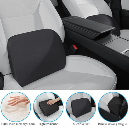TOPABYTE Lumbar Support Pillow Ergonomic Memory Foam Lumbar Pillow for Lower Back Pain Relief - Back Cushion for Driving, Chair Support for Car, Office & Gaming Chairs (Black, 1PC)