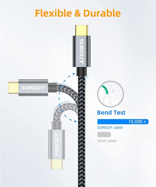 SUNGUY 10Gbps Micro B to USB C Hard Drive Cable 3FT, USB 3.1 USB C to Micro B, High-Speed External Hard Drive USB C Cable for iPhone 16 15 Pro/Pro Max, MacBook Pro/Air, WD Toshiba Westgate Seagate