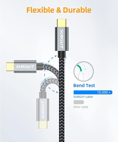 SUNGUY 10Gbps Micro B to USB C Hard Drive Cable, USB 3.1 USB C to Micro B, High-Speed External Hard Drive USB C Cable for iPhone 15, MacBook Pro/Air, iPad, WD Toshiba Westgate Seagate, 1FT, 5, Grey