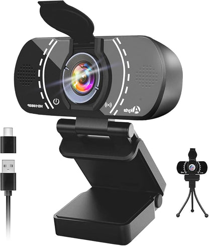 Akyta 1080P PC Webcam, Plug and Play USB C Camera with Microphone/Privacy Cover/Stand/Adapter & Wide Angle 110°, Web Camera for Desktop Computer PC Mac Video Calling/Zoom Conference