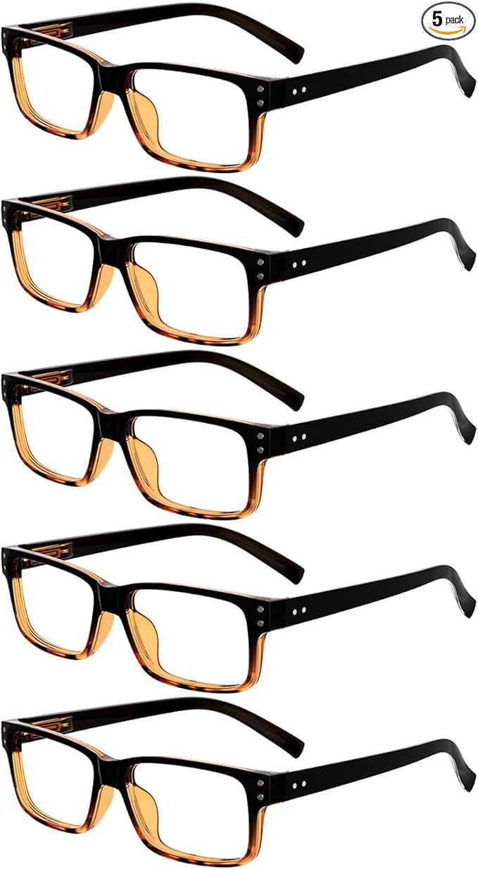Eyekepper Vintage Reading Glasses for Men - 5 Pack Spring Hinges Classic Readers - Black-Tortoise Frame +0.25