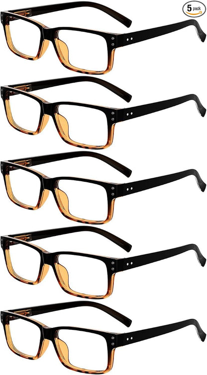 Eyekepper Vintage Reading Glasses for Men - 5 Pack Spring Hinges Classic Readers - Black-Tortoise Frame +0.75