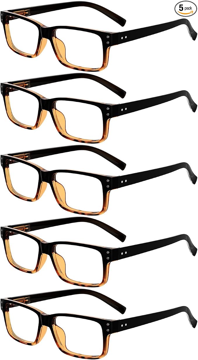 Eyekepper Vintage Reading Glasses for Men - 5 Pack Spring Hinges Classic Readers - Black-Tortoise Frame +4.00