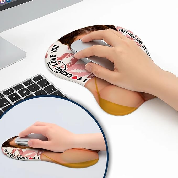 I Fucking Love You - Personalized Photo 3D Mouse Pad, I Love Fucking You - Custom Face Sexy Body 3D Mouse Pad for Naughty Couple, 3D Adult Jokes Gift for Couple Boyfriend Husband on Birthday Christmas