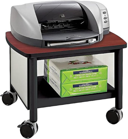 Safco Products Impromptu Under Desk Printer Stand 1862BL, Cherry Top, Black Frame, 50 Lbs. Capacity, Contemporary Design, Swivel Wheels