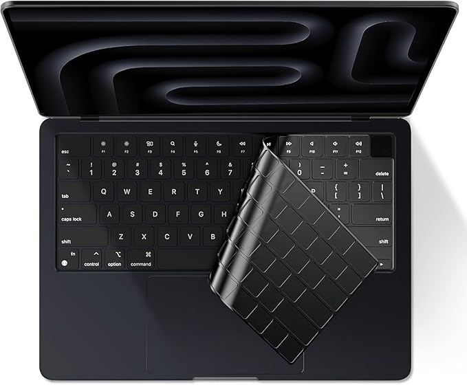 EooCoo Premium Keyboard Cover Skin Protector, Laptop Accessories Compatible with 2026 2025 2024 2023 2022 2021 M5/M4/M3/M2/M1 Pro/Max MacBook Pro 14/16, M5-M2 MacBook Air 13/15, MacBook Neo, Black