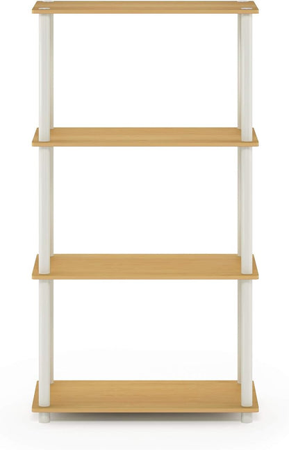 Furinno (99557BE/WH) Turn-N-Tube 4-Tier Multipurpose Shelf Display Rack - Beech/White