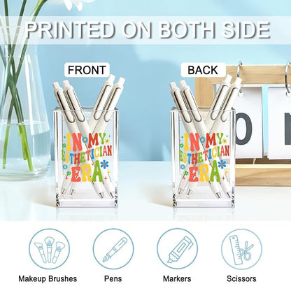 In My Esthetician Era Acrylic Cosmetic Holder, Funny Makeup Brush Organizer Gifts for Cosmetologist Makeup Lover Women Girls, Makeup Artist Christmas Birthday Gifts for Daughter Niece Sister BFF
