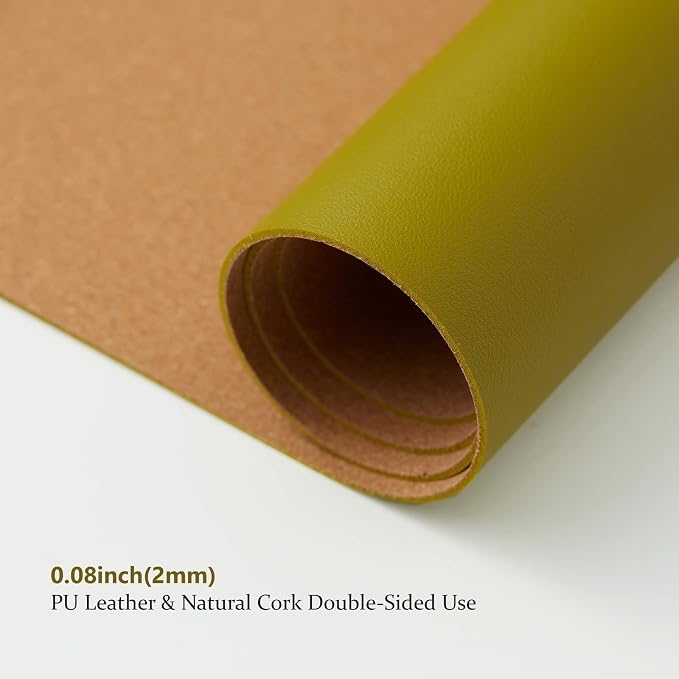 Cork Desk Mat - Dual-Sided Desk Pad for Office and Home - Desk Organization and Accessories - Ideal for Large Mouse Pad and Desk Mats on Top of Desks(Olive Green,36"x 17")