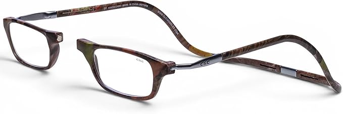 Clic Magnetic Reading Glasses - Adjustable Neck Hanging Readers - Secure Fit with Rigid Headband - Original Expandable (M-XL, Kings Camo, 2.50)