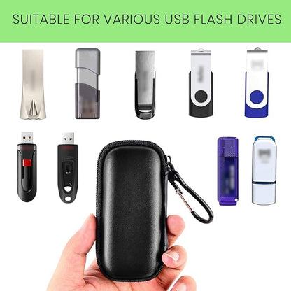 USB Flash Drive Case, SD Card Holder Compatible with Thumb Drive, Memory Cards, SDXC SDHC Storage Bag, Electronic Accessories Organizer for SanDisk for Samsung for Inland (Black)