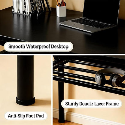 Folding Desk for Small Spaces, 39.4 Inch Foldable Computer Desk, No Assembly Required, Space Saving Portable Study Table for Compact Home Office, Bedroom, Dorm, Apartment, Black