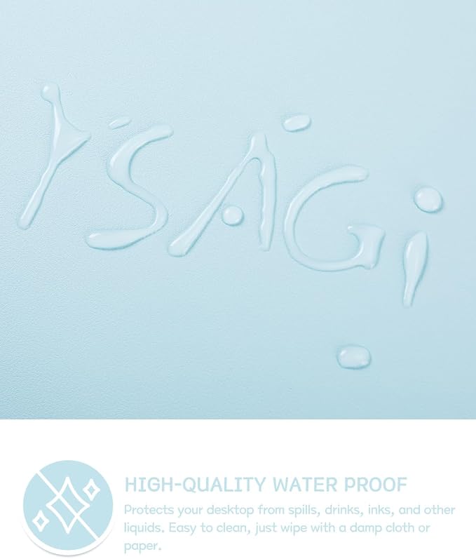 YSAGi Non-Slip Leather Desk Pad, Waterproof Laptop Computer Desk Keyboard Mat, Table Protector Blotter Mat, Large Mouse Pad for Office/Work/Home/Decor(Sky Blue, 23.6" x 13.7")