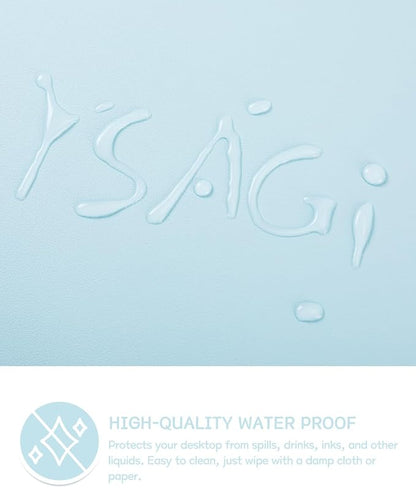 YSAGi Non-Slip Leather Desk Pad L Size, Waterproof Laptop Computer Desk Keyboard Mat, Table Protector Blotter Mat, Large Mouse Pad for Office/Work/Home/Decor(Sky Blue, 35.4" x 17")